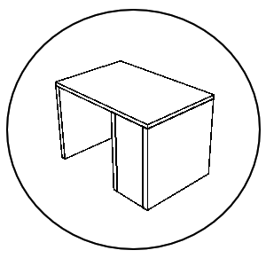 a simple logo containing a desk